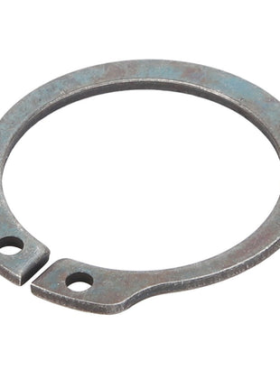 The AGCO Circlip - Acp0432660 is a metal snap ring featuring two small holes on one side, ideal for secure fittings.