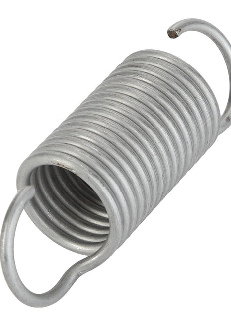 Close-up of the AGCO Spring - Acp0497130, featuring tightly coiled loops and hooks on both ends, made for various mechanical applications. Current product description is not available.