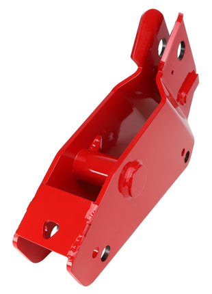 The AGCO Bearing Box - Acp0300880 is a red metal bracket, featuring multiple cutouts and holes designed for mounting or attachment purposes. No current product description available.