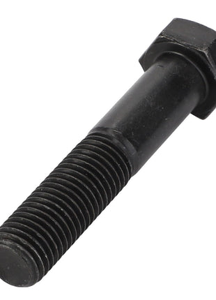 The AGCO Hexagonal Head Bolt - Acw9114150 is a black bolt featuring a threaded shaft and a hexagonal head. Brand Name: AGCO.