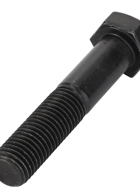 The AGCO Hexagonal Head Bolt - Acw9114150 is a black bolt featuring a threaded shaft and a hexagonal head. Brand Name: AGCO.