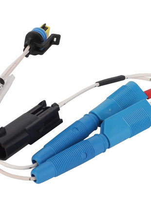 A photograph of the AGCO | Harness - Act0015580 automotive electrical wire harness with connectors and blue insulated terminal fittings, produced by AGCO.