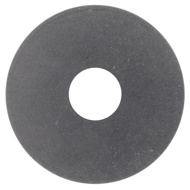 A circular metal washer with a central hole, viewed from above against a white background, resembling components found in Massey Ferguson models, specifically the AGCO Adjusting Shim - 3384231M1.