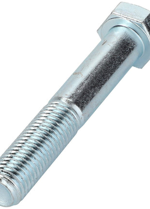 The AGCO | Hexagonal Head Bolt - 0901-12-48-00 is a metallic hex bolt with a threaded end, featuring a hexagonal head and a shiny surface finish. No current product description information is available.