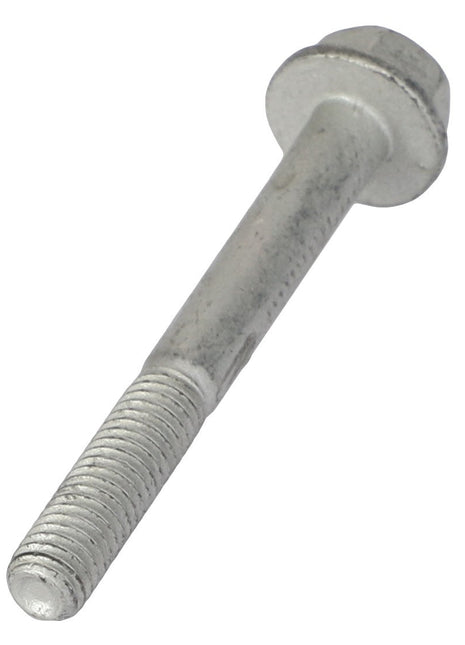 Close-up of an AGCO Hex Flange Head Machine Screw (Model: Acw1057980) with a metallic hexagonal head and threaded shaft. The screw is isolated on a white background. No current product description information is available for this item.