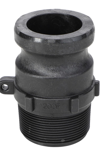 The AGCO | Adapter Fitting - Ag000823 is a durable, black threaded plastic pipe fitting that boasts a versatile wide opening and a secure flange for easy installation.