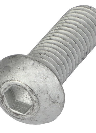 A close-up image of the AGCO BUTTON HEAD SCREW - ACW1515980 showcases its silver finish and partially threaded shaft. No current product description details the polished finish and meticulously crafted threads like this one.