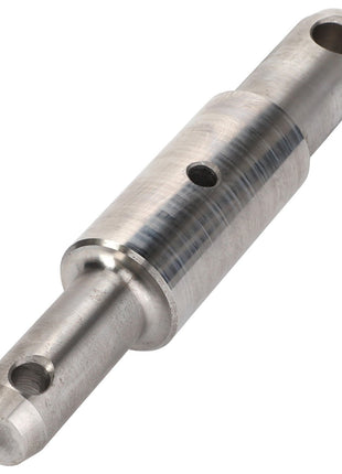 Product Description: The AGCO Bolt - Fel141341 is a metallic cylindrical shaft featuring precision-machined sections and three holes of varying sizes distributed along its length. This high-quality component epitomizes the renowned craftsmanship associated with the AGCO brand.