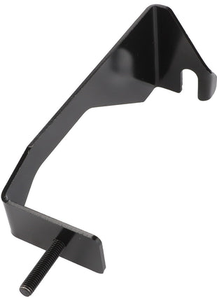 Introducing the AGCO | Support - Acw339841A, a black metal bracket from the renowned brand AGCO. This L-shaped design features a sturdy threaded bolt at the bottom for secure attachment. Product description details are currently unavailable.