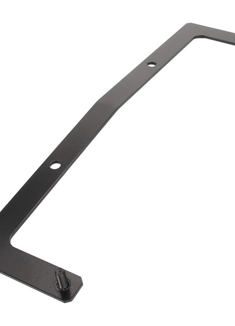 The AGCO Bracket - Acw8863720 by AGCO is a black metal bracket with angled corners, featuring three circular holes and two screw-in attachments at opposite ends. No additional product description information is available beyond these specifications.