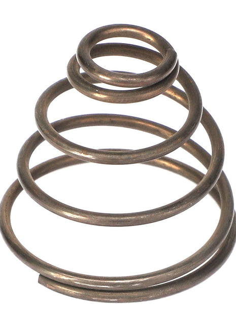 The AGCO | SPRING - AL1101024 is a conical metal spring with several coils of decreasing diameter stacked from bottom to top, offering a unique solution not found in any current product descriptions.