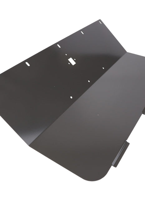 The AGCO Discharge Cover - Acx238944A is a black metal bracket featuring multiple mounting holes and rectangular cutouts, designed for wall or surface installation. Please note that no current product description information is available.