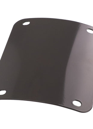Introducing the AGCO Cover - Acx0099330: A curved black metal plate designed with four rounded holes, one at each corner. Currently, no additional product description information is available.
