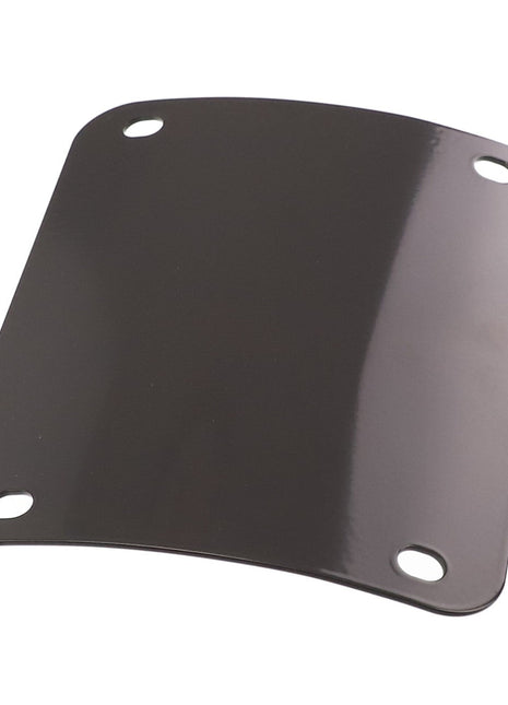 Introducing the AGCO Cover - Acx0099330: A curved black metal plate designed with four rounded holes, one at each corner. Currently, no additional product description information is available.
