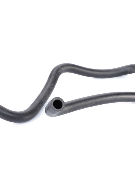 A black, curved rubber hose with a wavy shape, likely for automotive or mechanical use, crafted from high-quality materials to ensure reliable performance; pictured against a white background. This is the AGCO | Hose, For Coolant - 4389246M3 by AGCO.