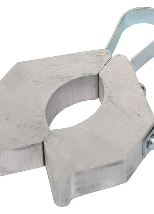 Introducing the AGCO CYLINDER STOP - ACP0020810, a premium metal clamp featuring a circular opening and a secure screw fastener, expertly designed for holding or securing objects. For product support or inquiries about ordering, please contact our team.