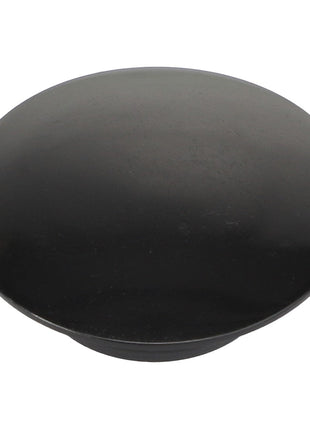 The AGCO PLUG - AL5022119, a black circular rubber stopper, sits against a pristine white background, creating a striking contrast.