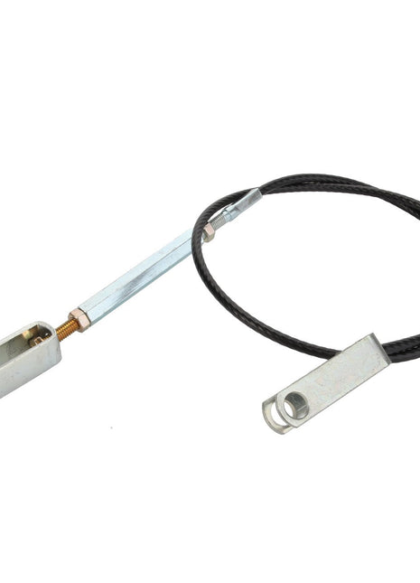 The AGCO Cable - Acx014934B is a metal adjustable strap featuring a cable and two mounting brackets on either end, with detailed specifications not currently provided.