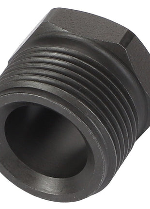 The AGCO | Pressure Screw - F530200710190 is a robust metal hexagonal fitting with screw threads, perfect for plumbing or mechanical connections.