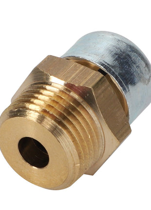 A close-up image of the AGCO Breather Plug - Acp0443700, showcasing its brass threaded adapter with a cylindrical top. No current product description available.