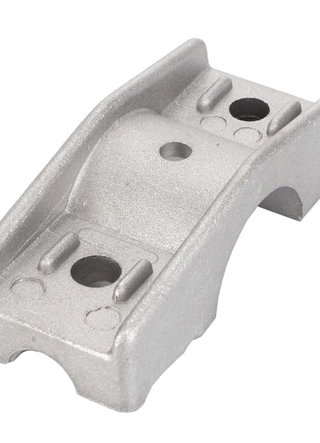 The AGCO Half Finger Support Cutting Header (La300129658) is a high-efficiency metal bracket designed with two holes at each end, a central ridge, and a curved cutout.