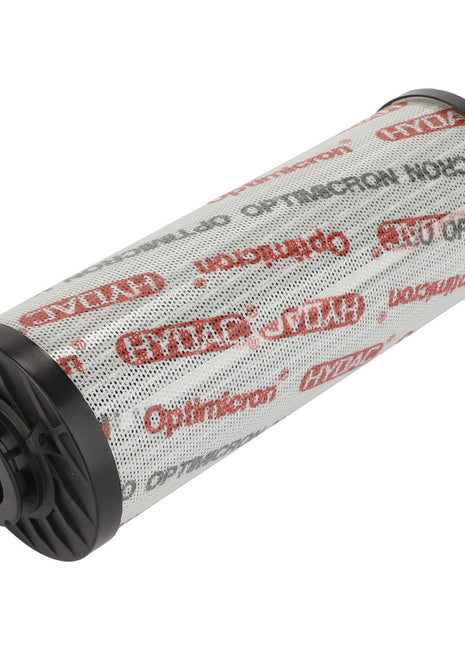 The AGCO Hydraulic Filter Cartridge - Acw5310400 is a cylindrical industrial filter cartridge featuring black plastic end caps and a white mesh body with the brand name "AGCO" printed on it. This filter cartridge is designed to increase equipment service-life and reduce maintenance costs.