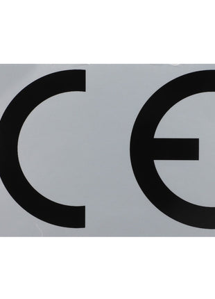 Image of a CE (Conformité Européenne) marking on a gray background, indicating conformity with health, safety, and environmental protection standards for the AGCO | Decal - Acp0279410 sold within the European Economic Area.