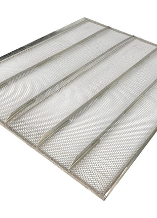 The AGCO | Sieve - La320960250 is a metallic air vent or grille featuring a perforated surface and angled slats, designed for optimal ventilation or filtration. Although its sleek design and functional appeal are not fully captured in the current product description, it represents the quality and innovation associated with the AGCO brand.