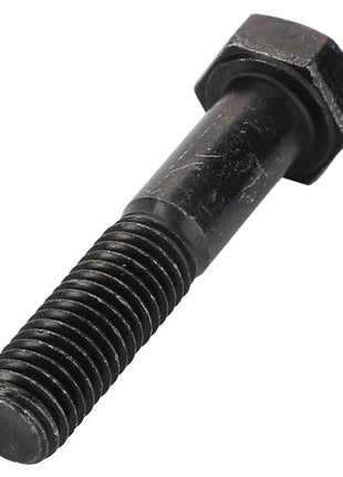 A close-up view of the AGCO | Hexagonal Bolt - Acw0939300, featuring a black finish and a partially threaded shaft.
