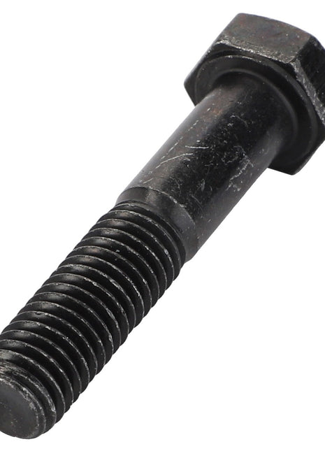A close-up view of the AGCO | Hexagonal Bolt - Acw0939300, featuring a black finish and a partially threaded shaft.