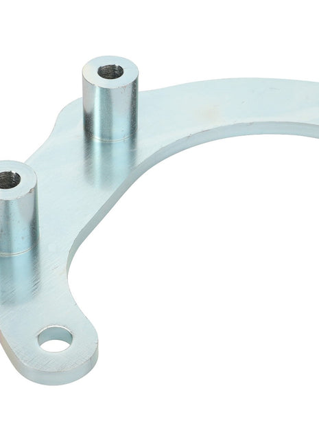 The AGCO Alternator Bracket - Acw2196830 is a metallic bracket featuring two protruding cylindrical mounts and three holes, engineered for attaching or supporting components. No current product description information is available.