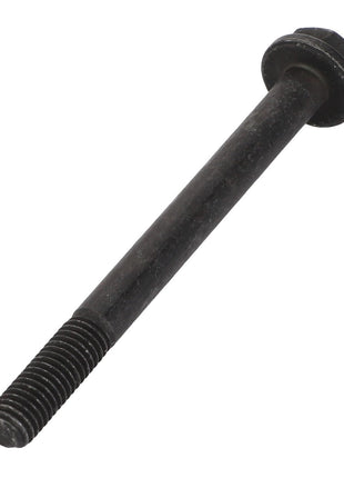 A long black AGCO Hexagon Flange Bolt - Acw0920610 with no information available on a partially smooth shank, featuring an attached washer under the hex head.
