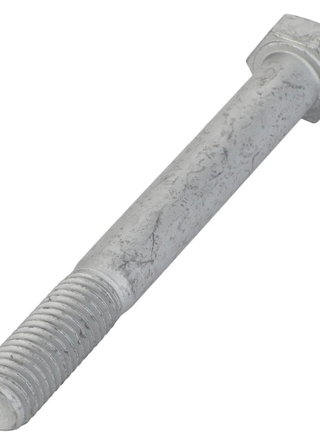 A close-up image of the AGCO | Hexagonal Head Bolt - Acx2313430, showcasing its silver finish with threading at one end and a hexagonal head at the other. The bolt, slightly weathered, exhibits a metallic texture. No current product description available.