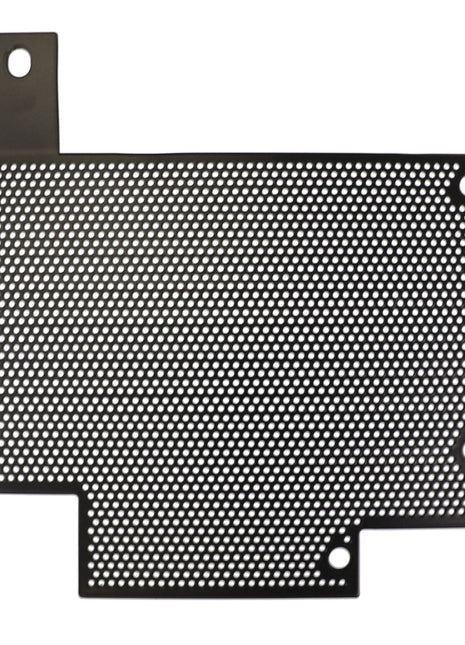 Introducing the AGCO | HEAT SHIELD - ACW0590380 by AGCO: a flat, rectangular perforated metal plate featuring three holes on the right side and one hole in the top left corner. Product description information is currently unavailable.