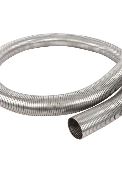 The AGCO | Flex Hose - Acp0007190, a coiled metal flexible conduit ideal for efficiently routing electrical wires, is showcased against a plain white background.