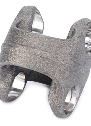 A close-up of the AGCO | Knuckle - 0.010.2513.2, crafted from heat forged steel, featuring two openings on each side and a textured surface for enhanced durability.