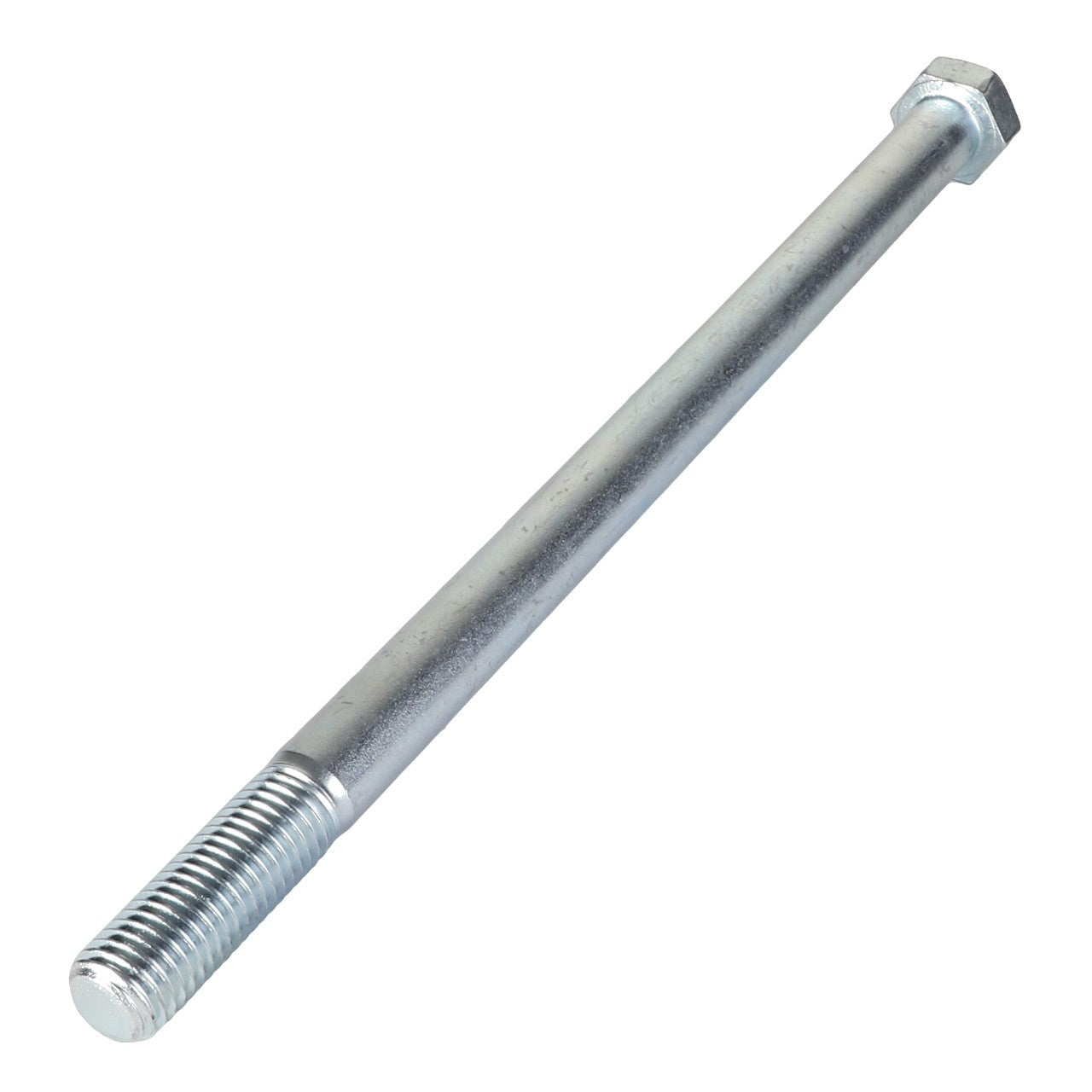 The AGCO | Hexagonal Bolt - Acp0028000 is a robust metallic hex bolt characterized by a threaded end and a hexagonal head.
