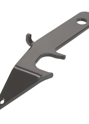 Introducing the AGCO | Lock - Acw0370760 by AGCO: This multifunctional black plastic tool features a flat handle, a pointed end, and two protruding hooks. Note that detailed product description information is currently unavailable.