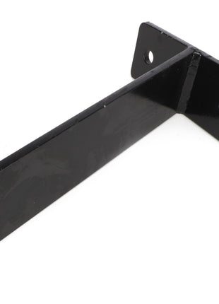 AGCO | SCRAPER, LEFT HAND - ACP0018360 is a metal bracket with a right-angle bend, featuring two mounting holes on one end. For ordering questions, please contact our support team.
