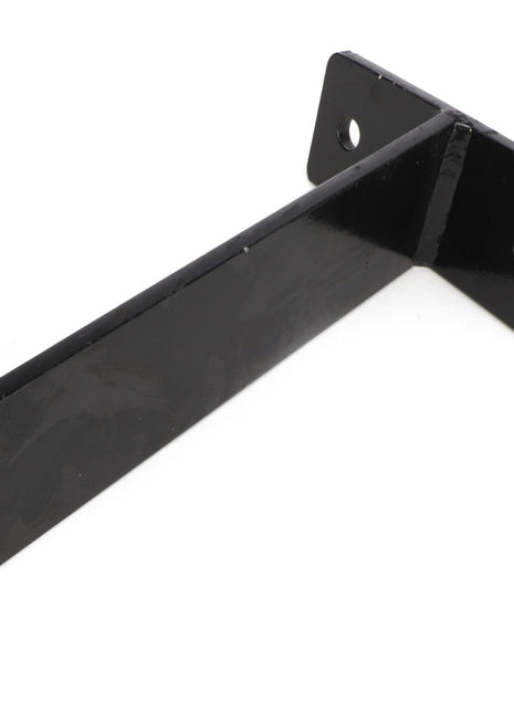 AGCO | SCRAPER, LEFT HAND - ACP0018360 is a metal bracket with a right-angle bend, featuring two mounting holes on one end. For ordering questions, please contact our support team.