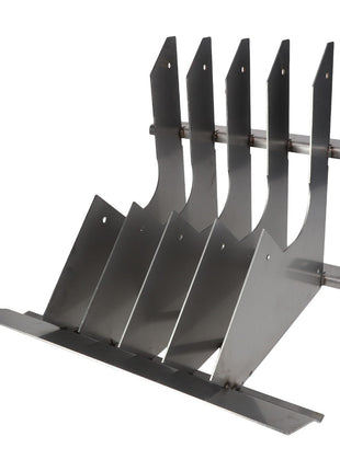 The AGCO Divider - AG330980 is a stainless steel industrial blade assembly featuring multiple parallel blades mounted on a metal bar. No additional information is available at this time.