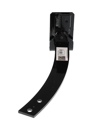 A curved black metal bracket labeled as "AGCO Pedal, Left Hand - Acw1477020" with two holes on one end and a barcode sticker near the other end.