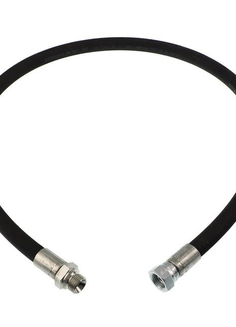A black flexible AGCO hose (Model: AL1103429) with metallic connectors at both ends, arranged in a semicircular shape on a white background. No information available about its specifications.