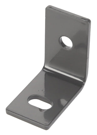 The AGCO Bracket - Acw3519180 is a black L-bracket featuring two screw holes, one on each face of the bracket. No additional product description information is available at this time.