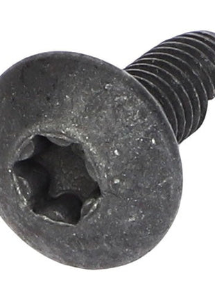 Close-up view of the AGCO | TORX HEAD SCREW - CH9X-2044, featuring a dark metal screw with a flat, round head and a star-shaped drive.