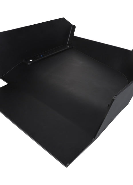 AGCO's Chopper Sheave Shield - Acx2516590 is a black metal hopper attachment featuring four angular side panels, expertly designed to direct materials into a specific area.