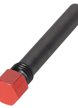 Introducing the AGCO Lock Pin - Acp0437790, a cylindrical metal object featuring a red hexagonal cap on one end and a narrow tip on the other.