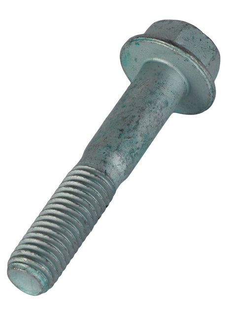The AGCO Hex Flange Capscrew - F530200710050 is a metal bolt with a hexagonal head and a threaded shaft designed for securing components.