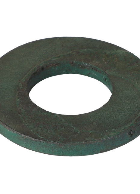 A round, green metal washer with a large central hole, identified as AGCO WASHER - K968, placed on a white background. Currently, there is no available product description information.