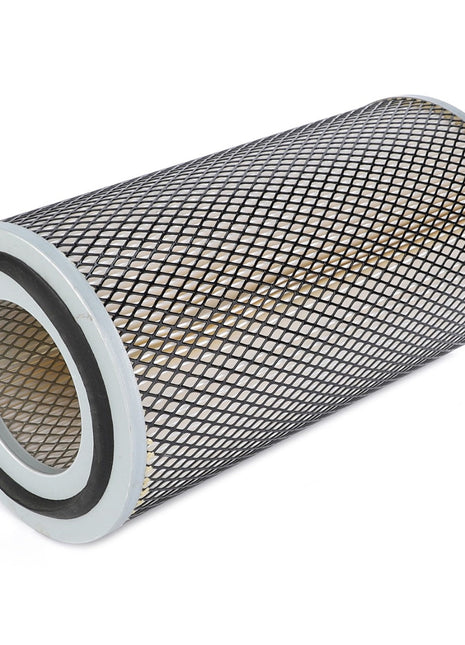 The AGCO Engine Air Filter Cartridge - ACY1162265 is designed with a cylindrical shape, featuring a black mesh outer layer and white rubber ends. It boasts high filtration efficiency, making it ideal for modern engines in various air filtration systems.